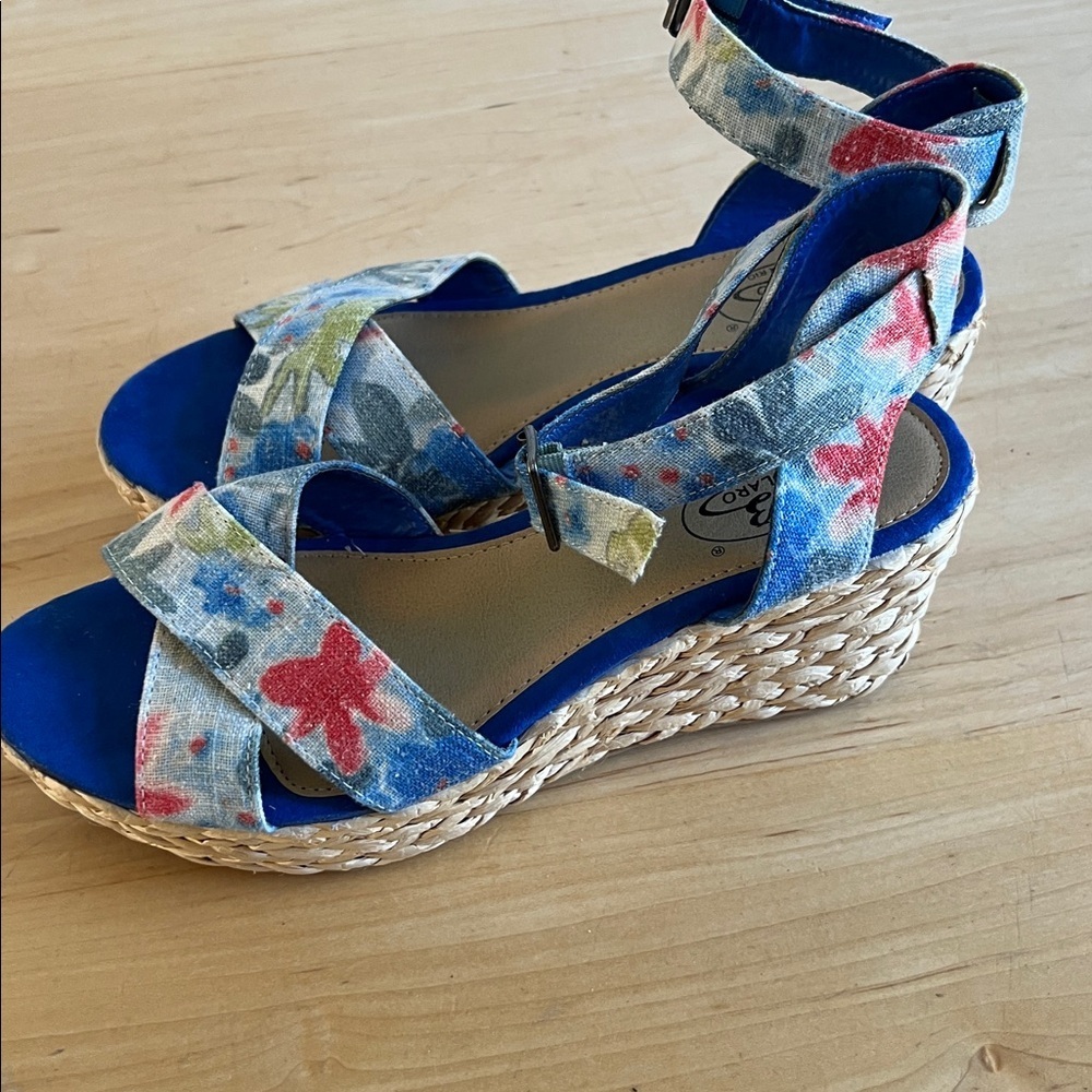 Floral Blue Espadrille Wedge Sandals - Women - Picture 4 of 5